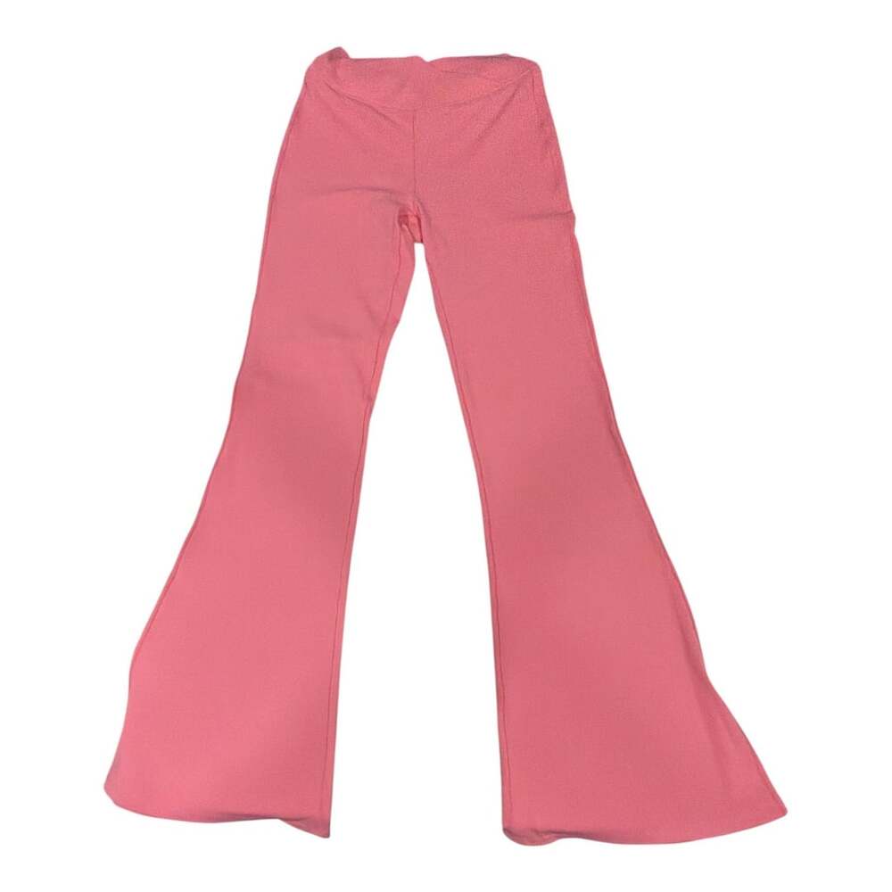 Halara Crossover High Waisted Ribbed Flare Yoga Pants Pink Size S